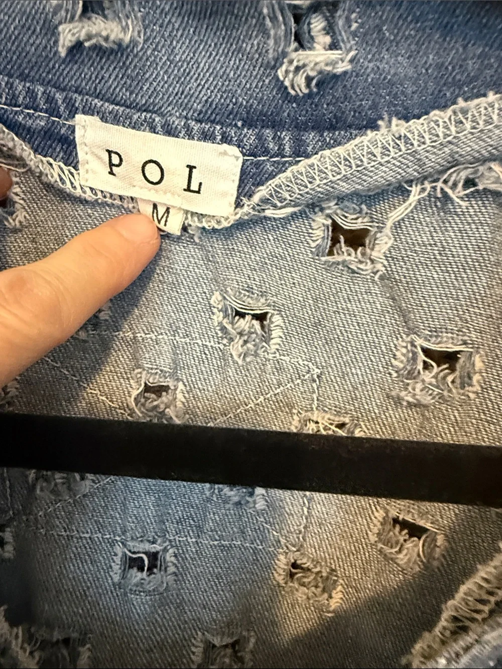 Pol Distressed Patchwork Pullover - Blue, Dark Gray, Cream - Picture 2 of 15